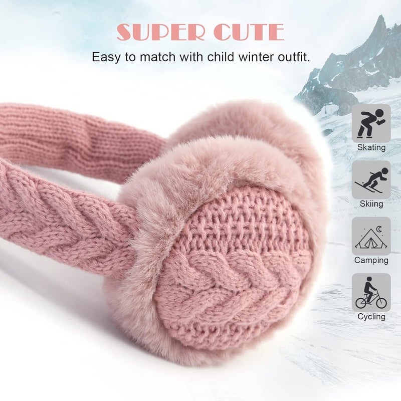 POXIMI Store Baby Warm Earmuffs Kid Magic Gloves Girl Soft Plush Ear Muffs Toddler Knit Mittens for Boy Winter Ear Warmer Set - Image 3